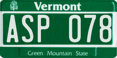 VT license plate ASP078