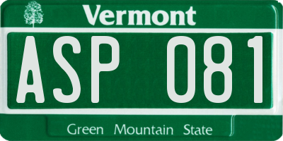 VT license plate ASP081