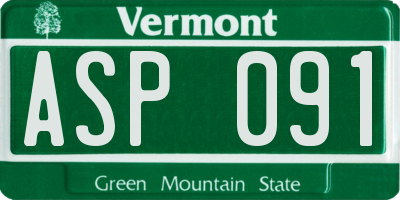 VT license plate ASP091