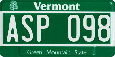 VT license plate ASP098