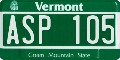 VT license plate ASP105