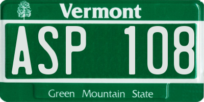 VT license plate ASP108