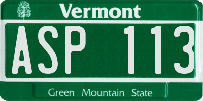 VT license plate ASP113