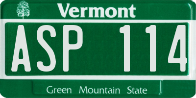 VT license plate ASP114