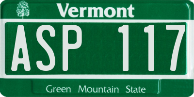 VT license plate ASP117