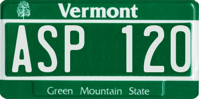 VT license plate ASP120
