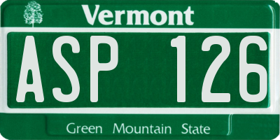 VT license plate ASP126