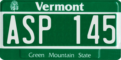 VT license plate ASP145