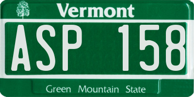 VT license plate ASP158
