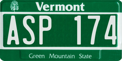VT license plate ASP174