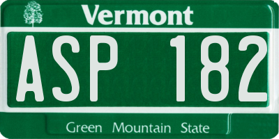 VT license plate ASP182