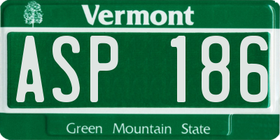 VT license plate ASP186
