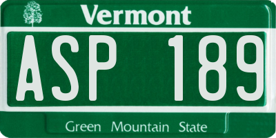 VT license plate ASP189