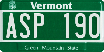 VT license plate ASP190