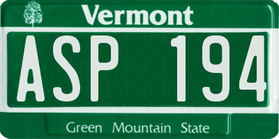 VT license plate ASP194