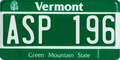 VT license plate ASP196