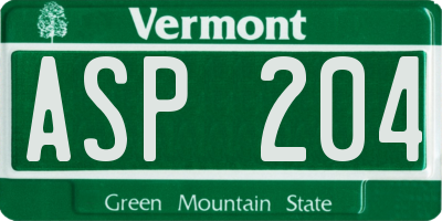 VT license plate ASP204