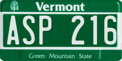 VT license plate ASP216