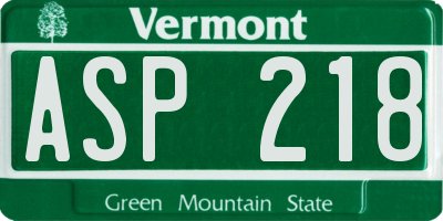 VT license plate ASP218