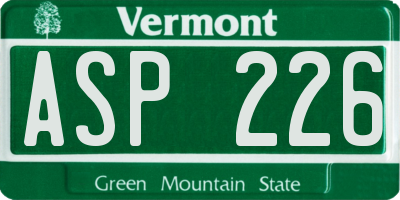 VT license plate ASP226