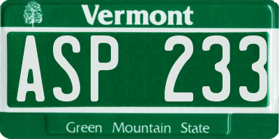 VT license plate ASP233