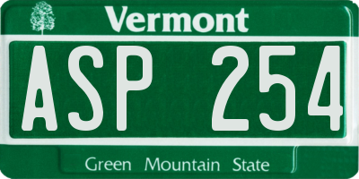 VT license plate ASP254