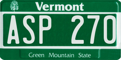 VT license plate ASP270