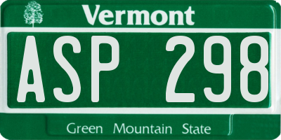 VT license plate ASP298