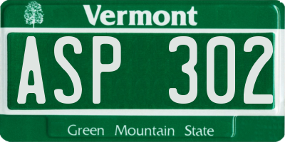 VT license plate ASP302