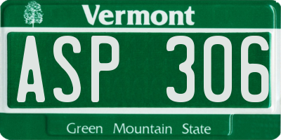 VT license plate ASP306
