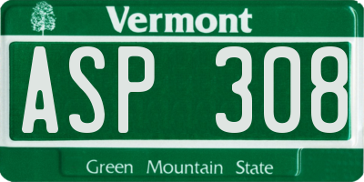 VT license plate ASP308