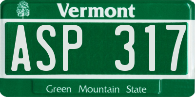 VT license plate ASP317