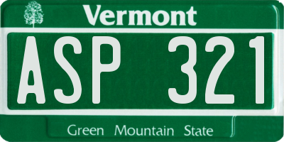 VT license plate ASP321