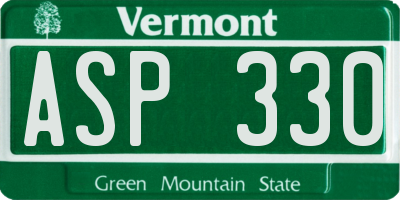 VT license plate ASP330