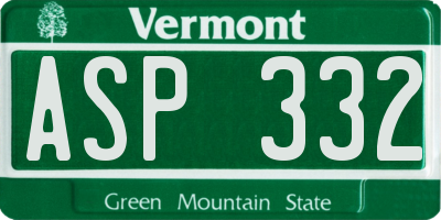 VT license plate ASP332