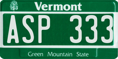 VT license plate ASP333