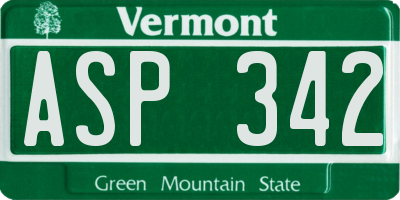 VT license plate ASP342