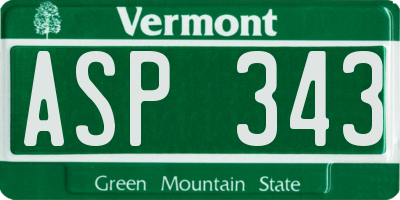 VT license plate ASP343