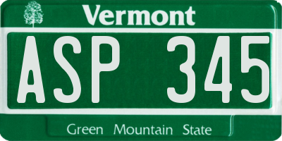 VT license plate ASP345