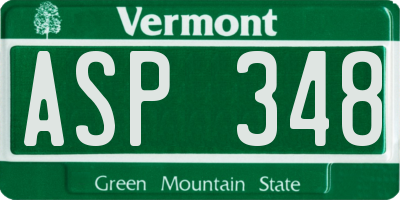 VT license plate ASP348