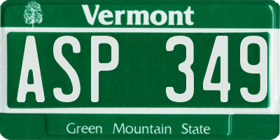 VT license plate ASP349