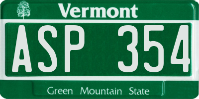 VT license plate ASP354