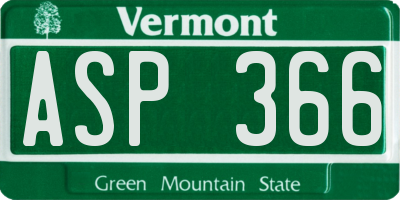 VT license plate ASP366