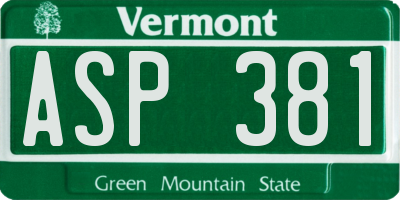 VT license plate ASP381