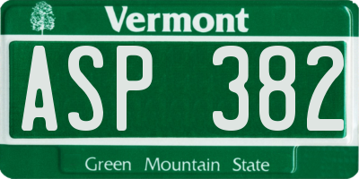 VT license plate ASP382