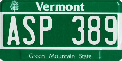 VT license plate ASP389