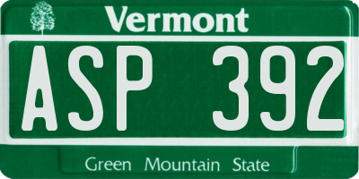VT license plate ASP392