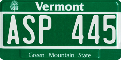 VT license plate ASP445