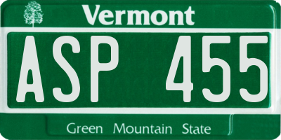 VT license plate ASP455