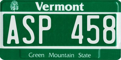 VT license plate ASP458